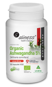 Aliness Organic Ashwagandha 5% KSM-66 200 mg 100 vcaps.